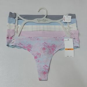 Jessica Simpson Floral Lace Thong Set in Pink and Blue